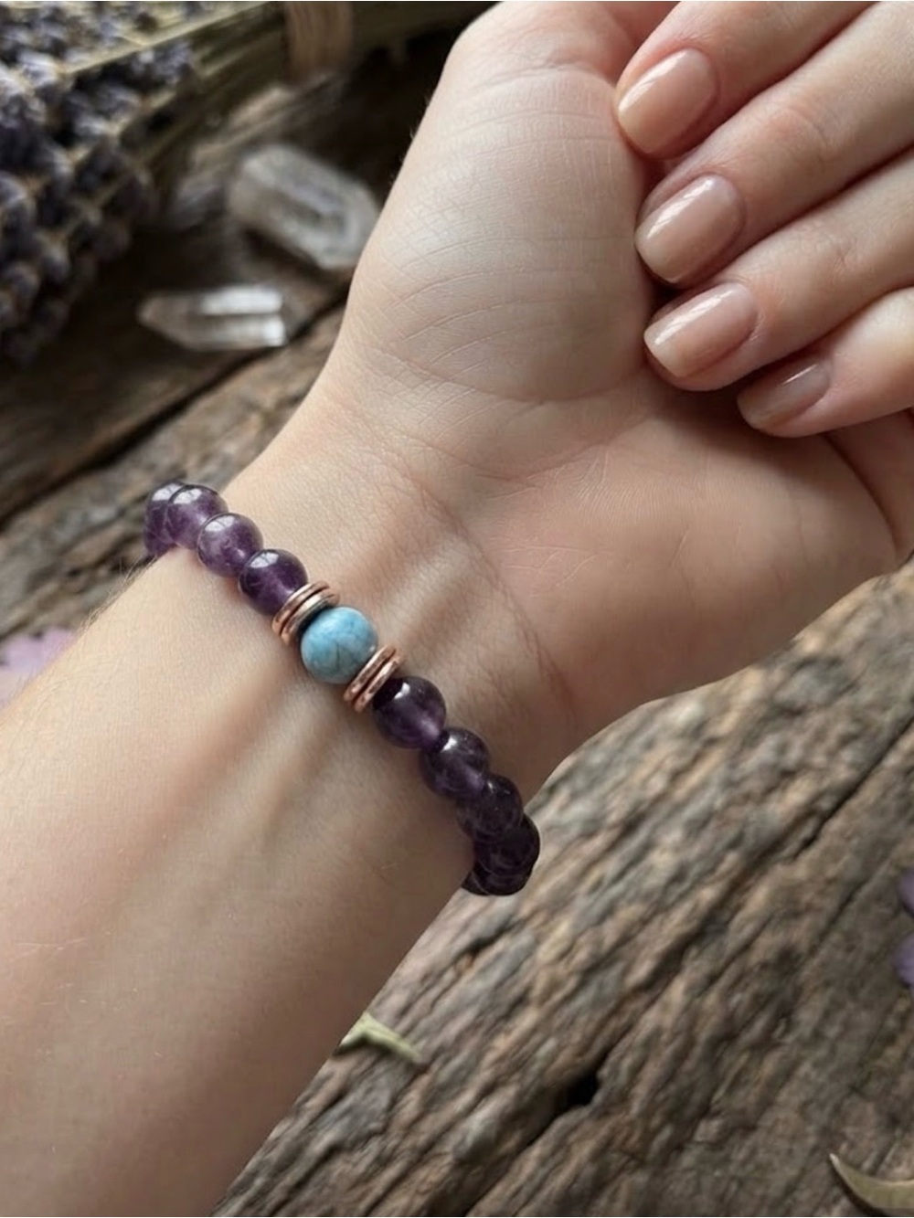 Amethyst and Larimar Bracelet